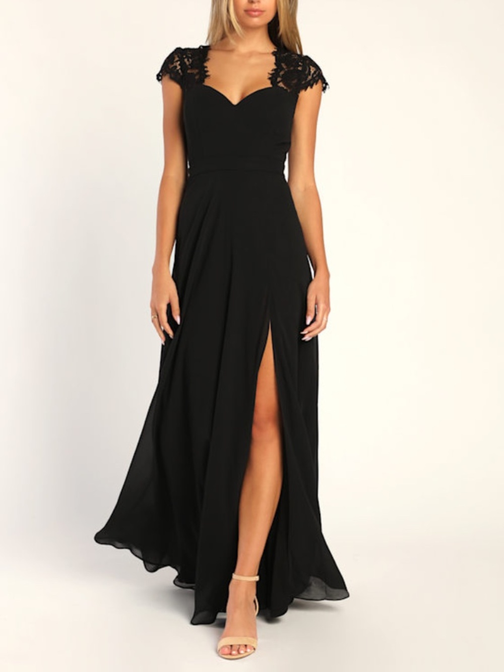NWT - Lulus Black Lace Backless Maxi Dress